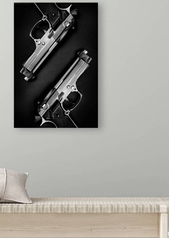 Black and white guns on dark background by Jelena Jovanovic Fine Art