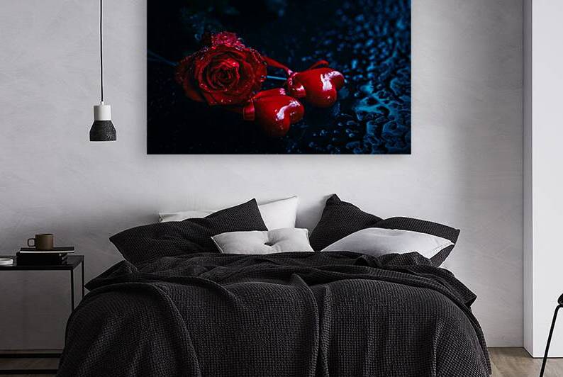 Romantic Valentines day rose and hearts card. by Jelena Jovanovic Fine Art