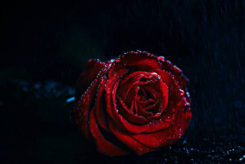 Romantic Valentines day red rose in the rain. by Jelena Jovanovic Fine Art