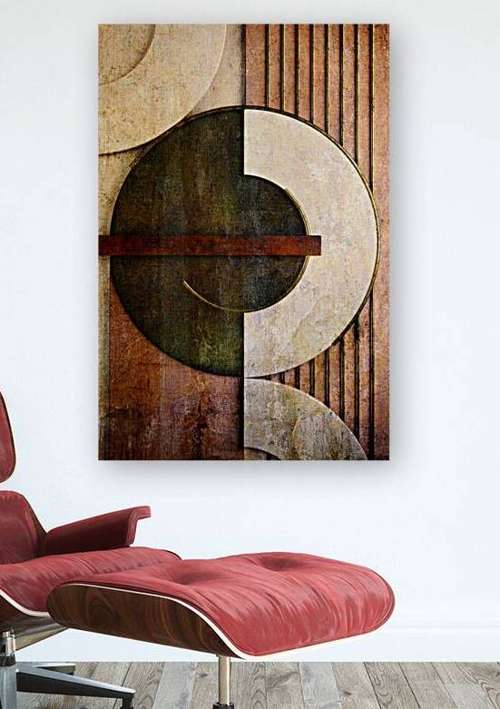 Japandi abstract geometric art 02 beige and brown tone by Jelena Jovanovic Fine Art