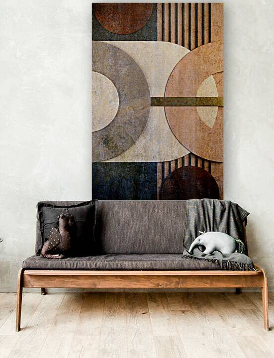 Abstract geometric art in neutral color Japandi style 004 by Jelena Jovanovic Fine Art