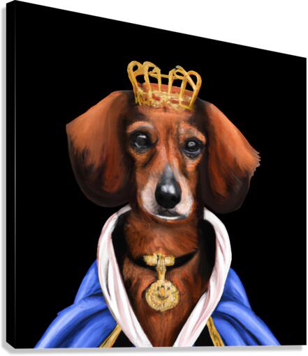 Cachorro com roupa medieval e coroa Canvas Print
