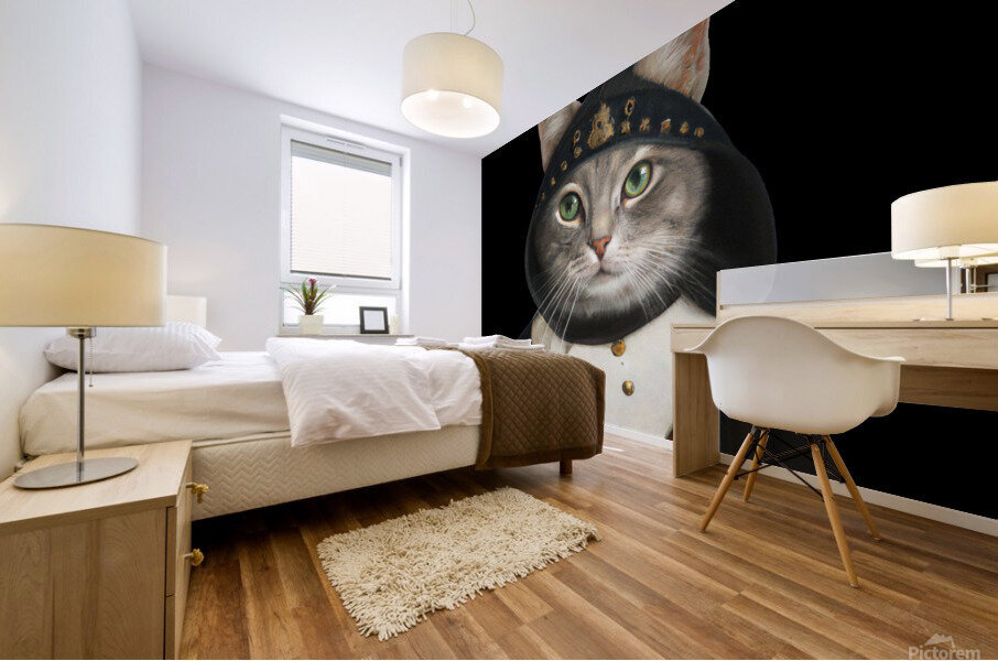 Gato com roupa medieval Mural print