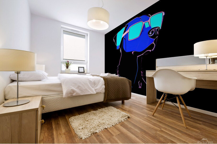 Cachorro com oculos azul Mural print