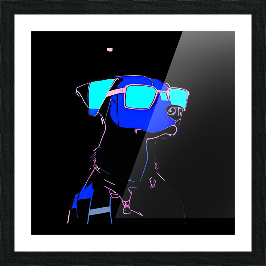Cachorro com oculos azul Picture Frame print