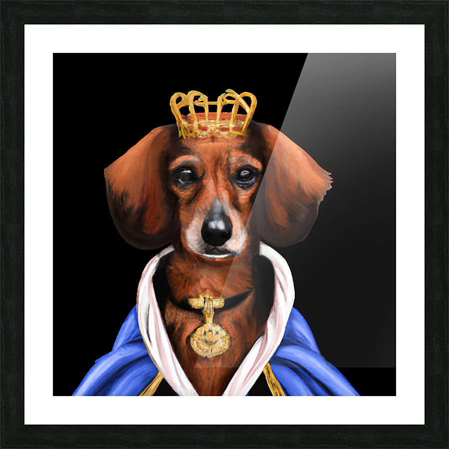 Cachorro com roupa medieval e coroa Picture Frame print
