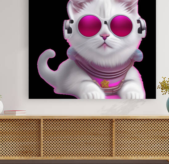 Gato branco com oculos rosa 2 by Sonia Ribeiro
