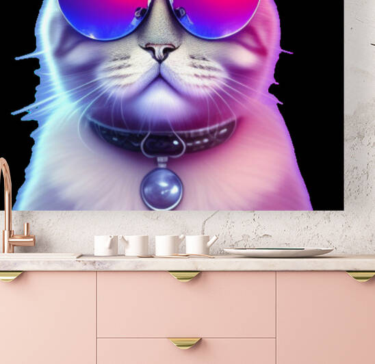 Gato branco com oculos rosa by Sonia Ribeiro