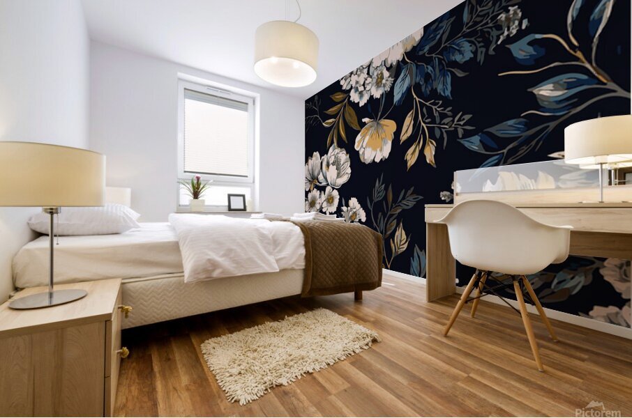 Midnight Garden Bloom Mural print