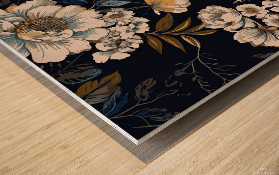 Midnight Garden Bloom Wood print