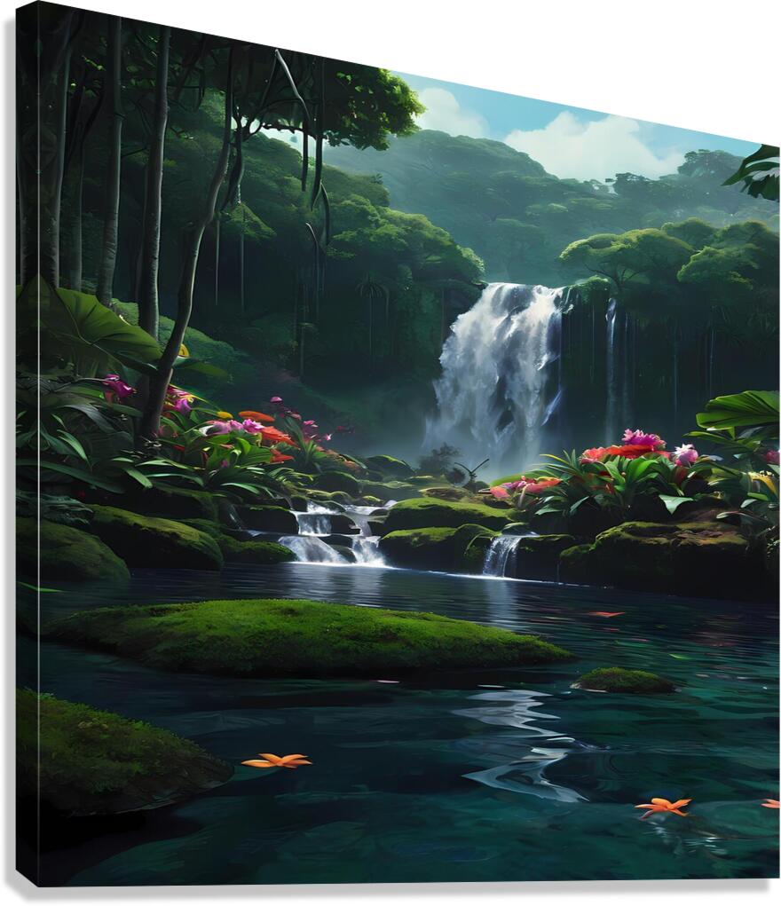 Lush Rainforest Waterfall Canvas Print