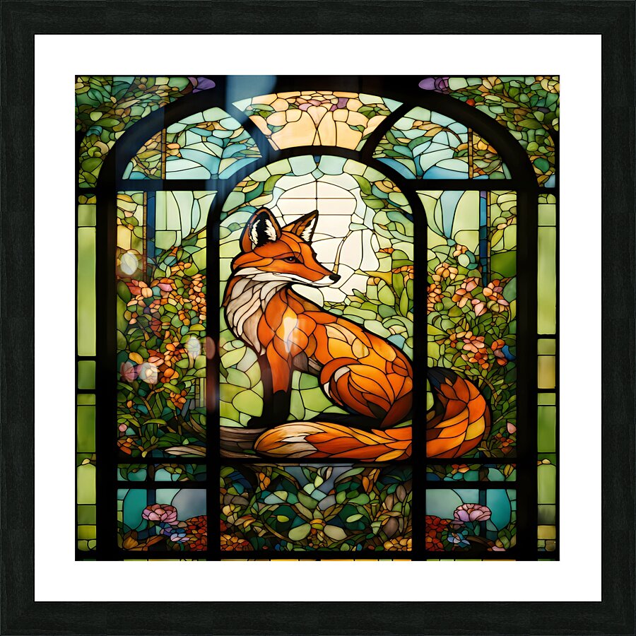 Fox and Flowers Picture Frame print