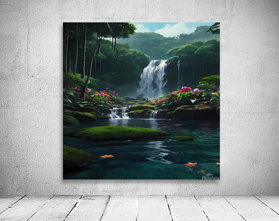 Lush Rainforest Waterfall Wall Preview