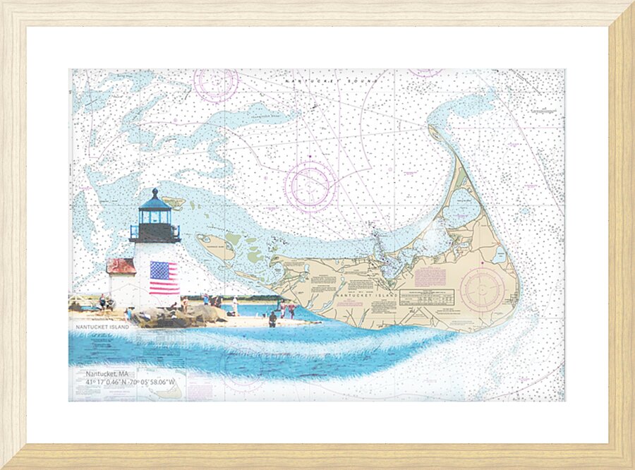 Nantucket Coastal Chart Picture Frame print