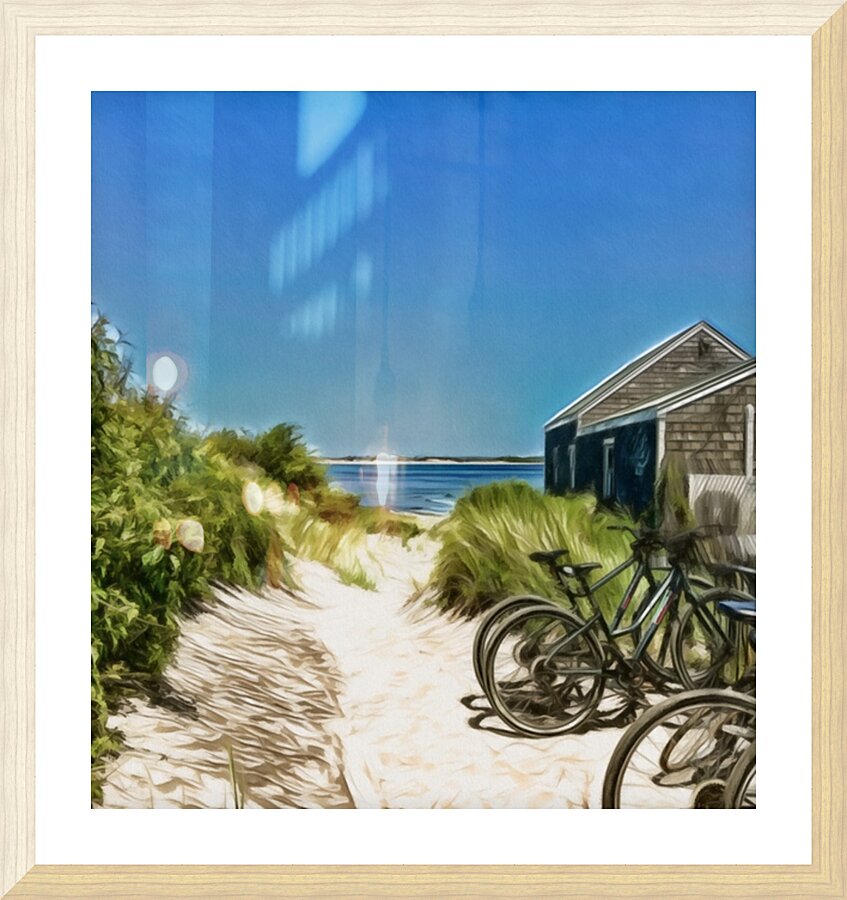 Bikes seaside Picture Frame print