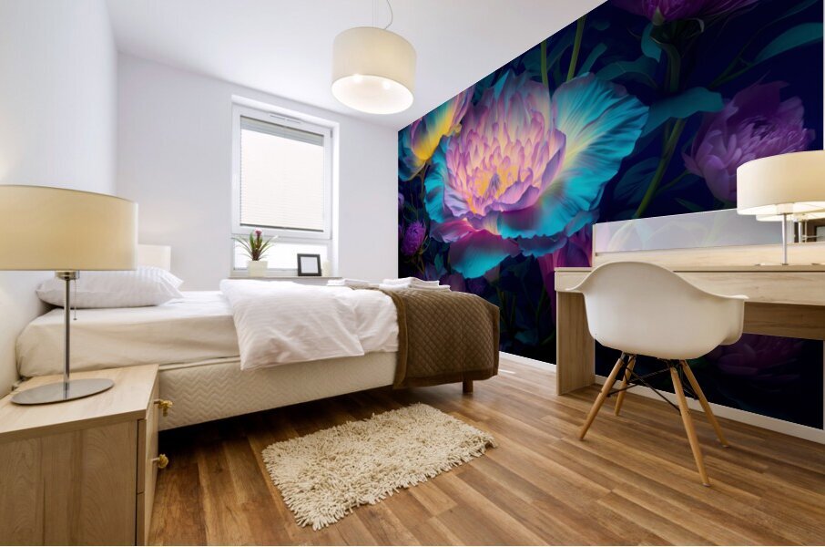 Galactic Glowing Gardens 02 Mural print