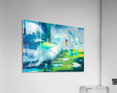 swan catching fish Acrylic Print