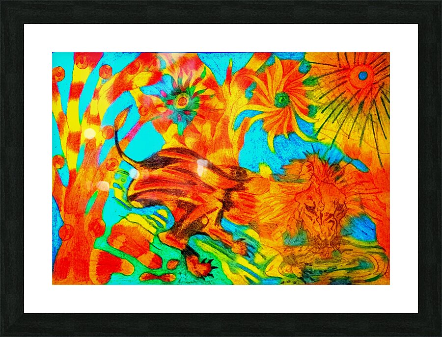 Thirsty lion Picture Frame print