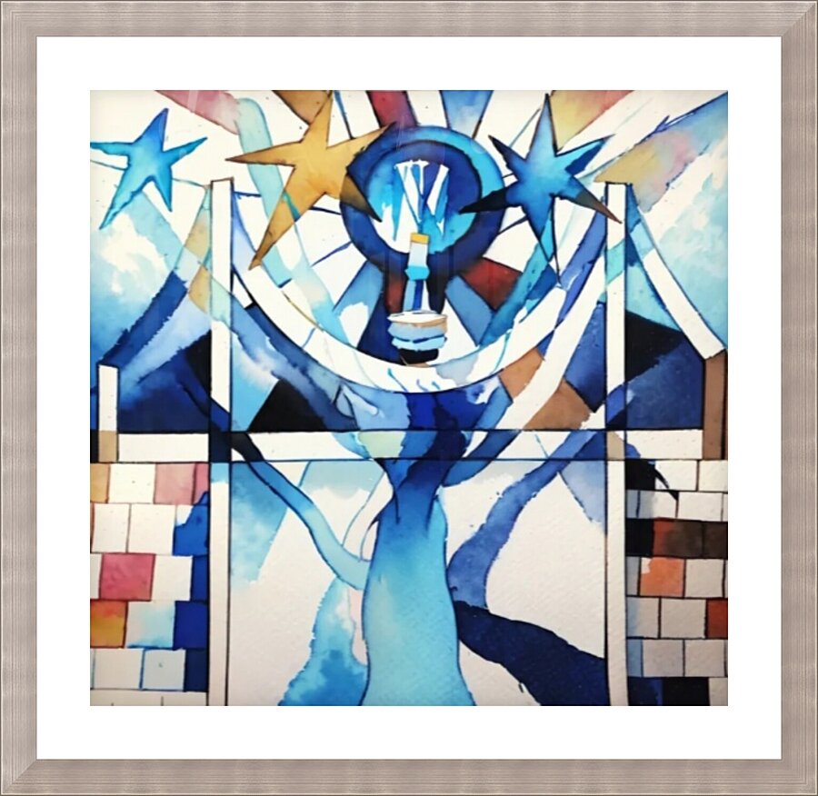 bulb on tree Picture Frame print