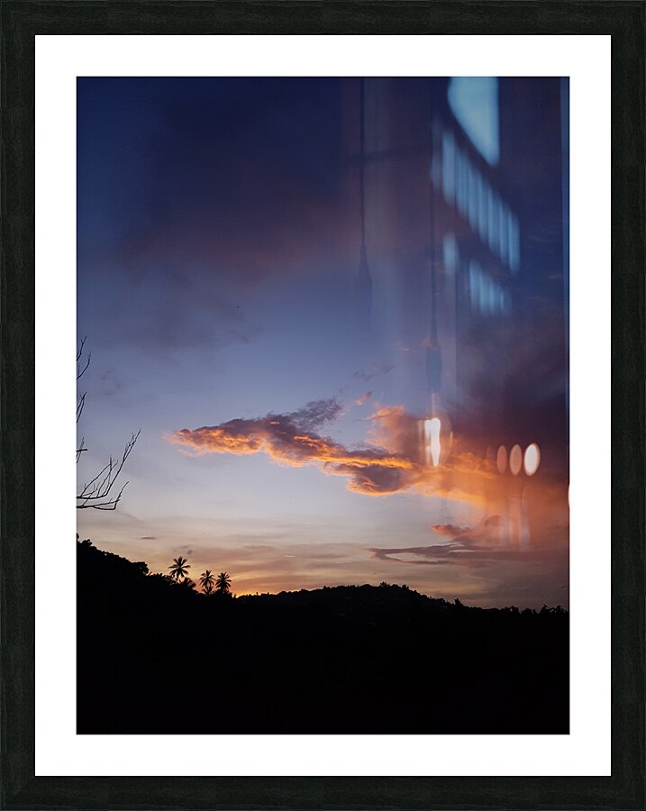 dragon at sunset Picture Frame print