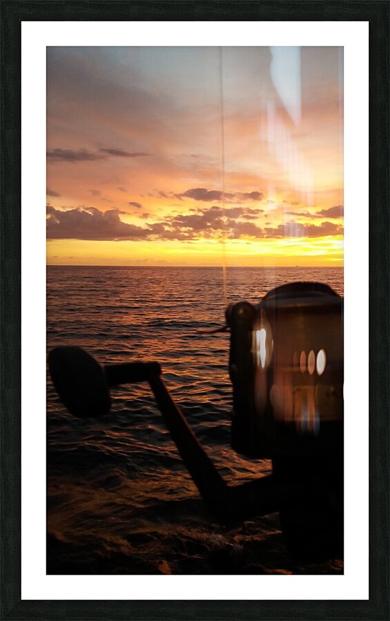a fishing evening Picture Frame print