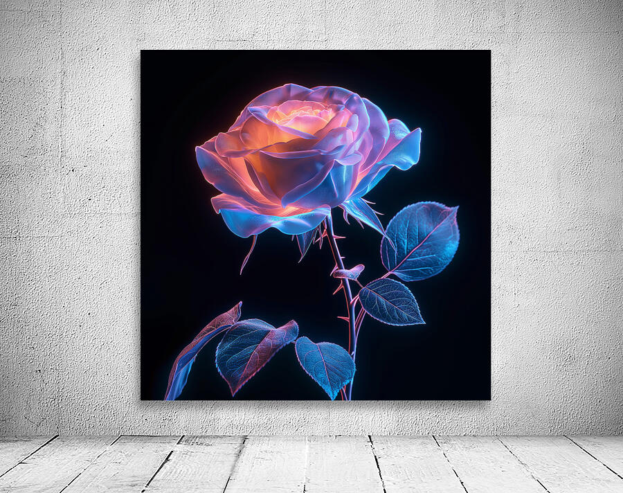 Dual Bloom Abstract Minimal  Floral  Botanical Digital Artwork Wall Preview