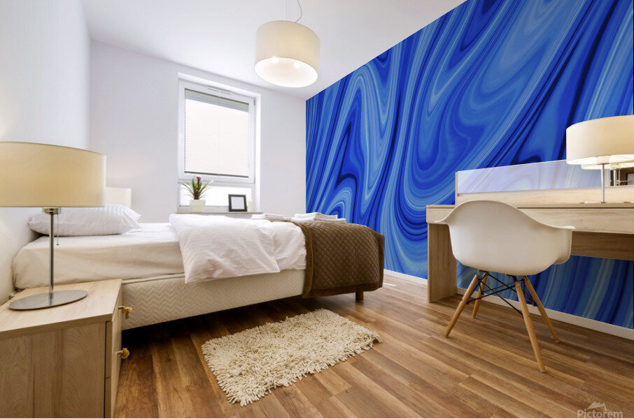 Blue and White Abstract Mural print