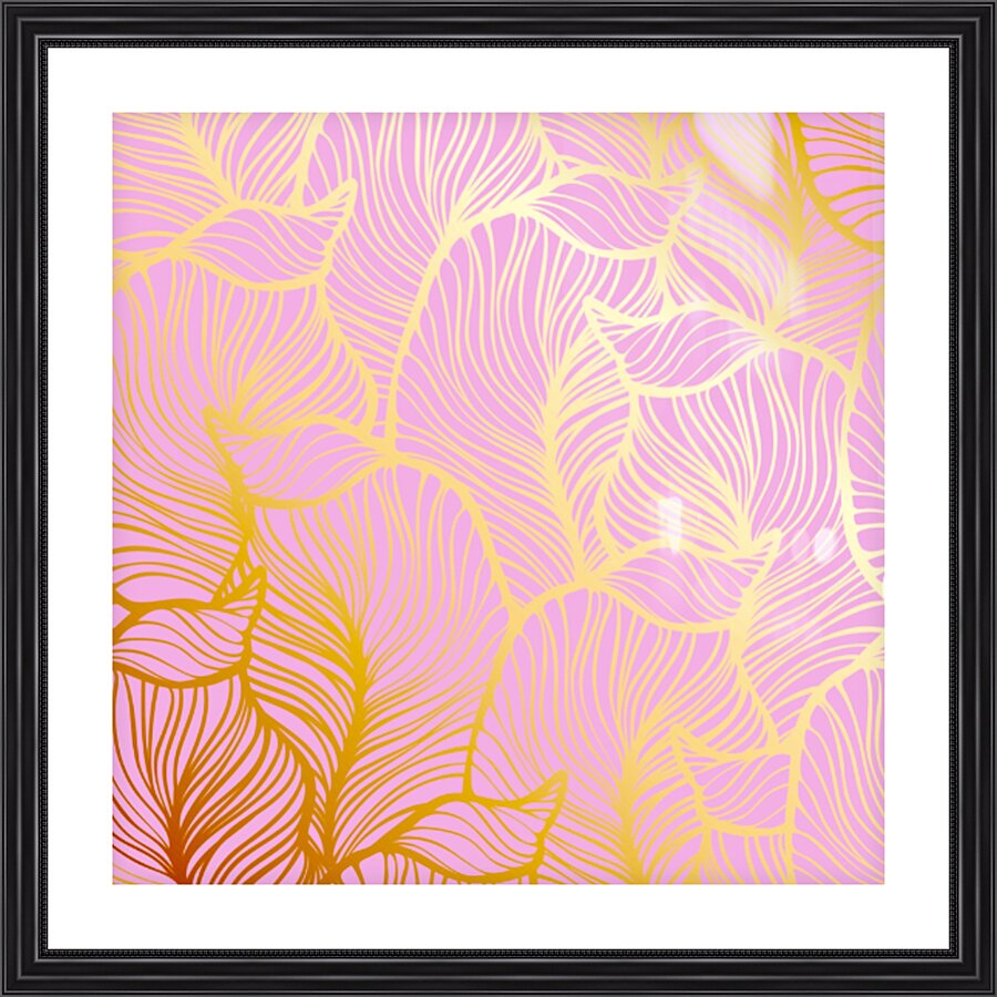 Gold Leaf Pink Background Picture Frame print