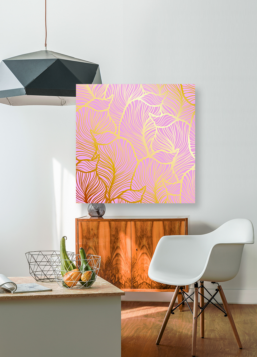 Gold Leaf Pink Background Reproduction