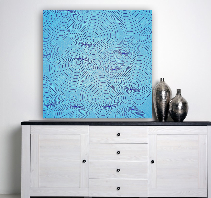 Blue Wavy Spirals Reproduction