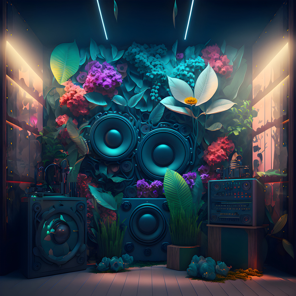 Futuristic high fidelity acoustic sound system. Ai generated. by
