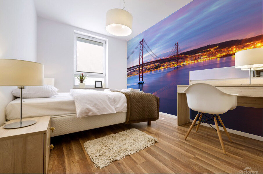 Lisbon landscape at sunset Mural print