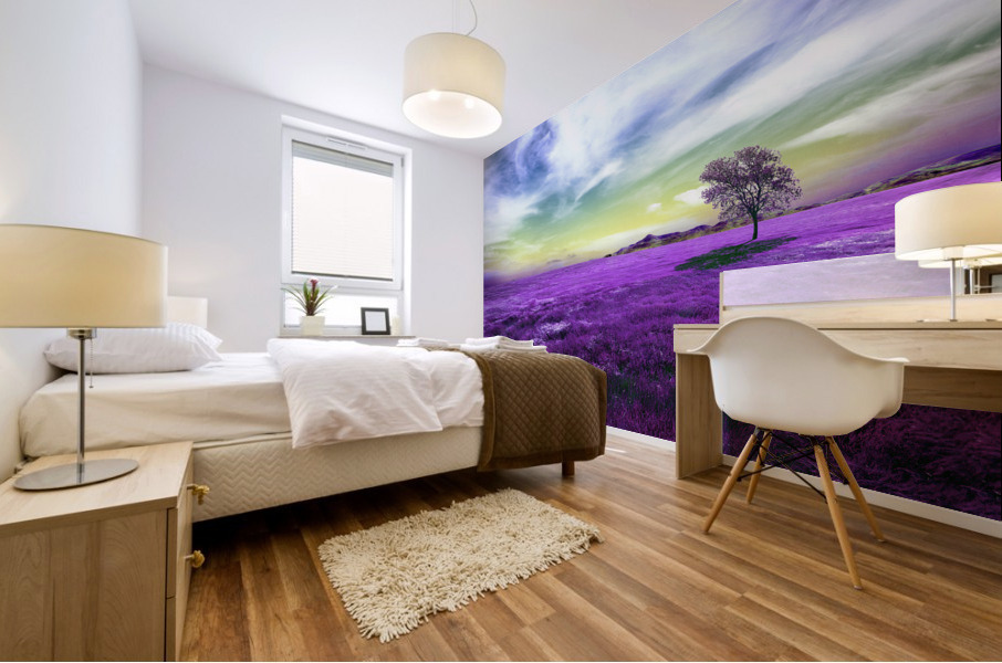 Tree between the fields. Mural print