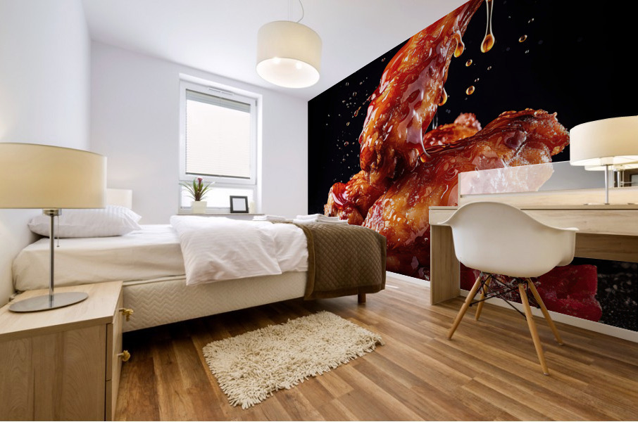 chicken wings dripping Mural print