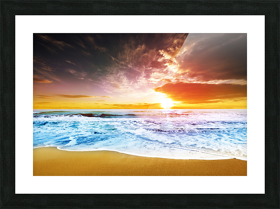 Fancy sunset and beach Picture Frame print