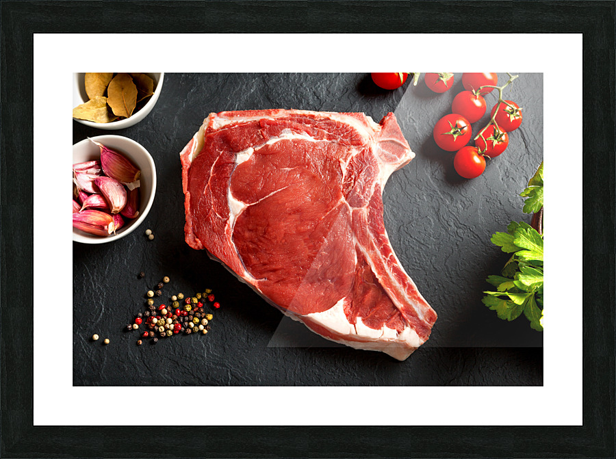 Raw ribeye. Picture Frame print
