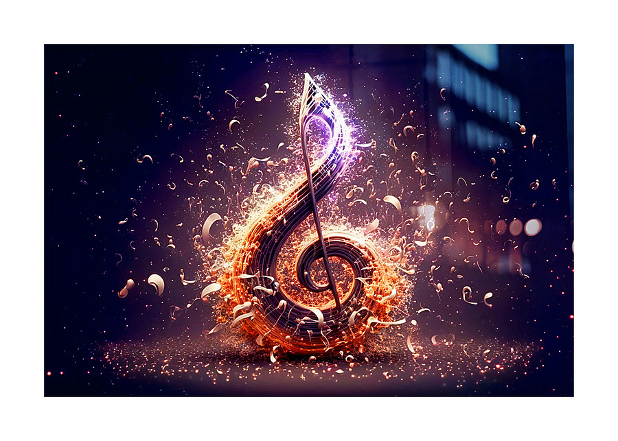 Musical explosion.Ai generated. Picture Frame print