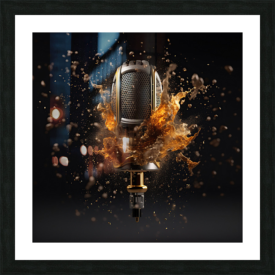 microphone splashing Picture Frame print