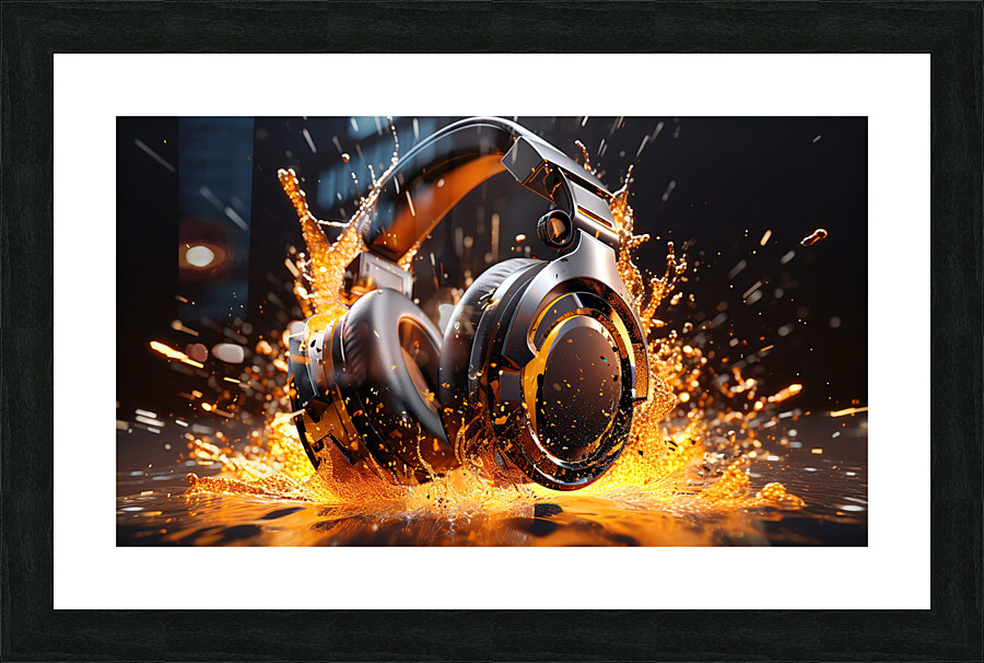 headphones splashing Picture Frame print