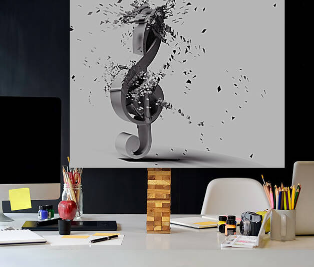 Music background design.Musical writing.Treble cleff. by Carlos Castilla