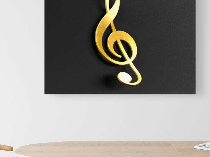 Music background. Golden musical notes on black background.3d il by Carlos Castilla