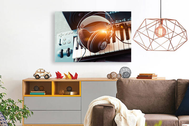 Abstract Colorful music background with notes.3d illustration. by Carlos Castilla