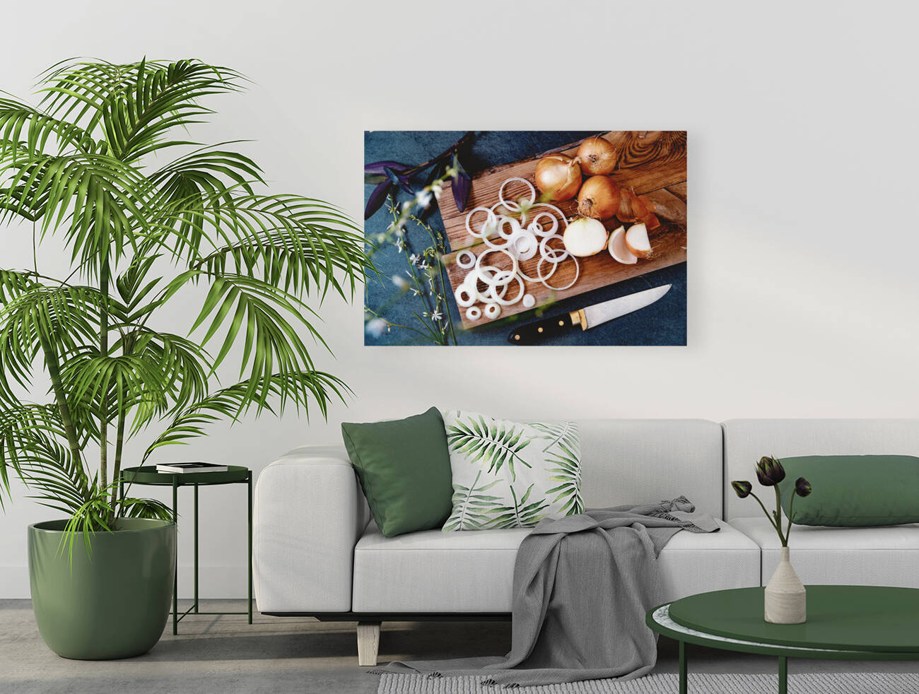 Brown onions and slices on wooden cutting board.Healthy food. by Carlos Castilla
