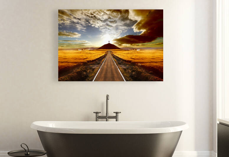  Road and cross on the hill. by Carlos Castilla
