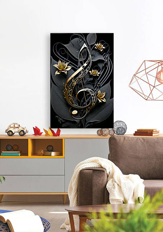 Musical Vintage floral design in abstract baroque style. Ai generated. by Carlos Castilla