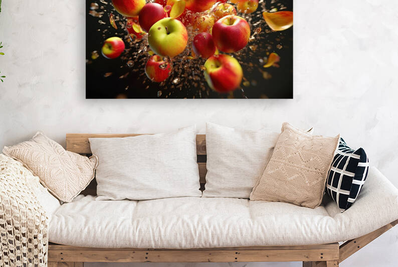 apples crashing in the air by Carlos Castilla