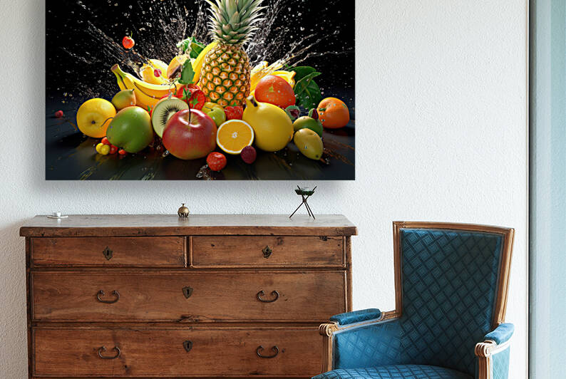 several tropical fruits crashing by Carlos Castilla