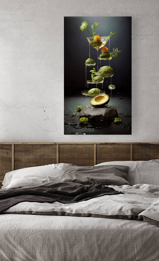 Luxurious and sophisticated food.Ai generated.Healthy avant-garde cuisine. minimalist food sculpture with avocado and sauce.  by Carlos Castilla