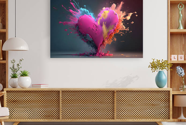 Valentines Day.Colorful and romantic background.Explosion of love and color in the shape of a heart. ai generated by Carlos Castilla