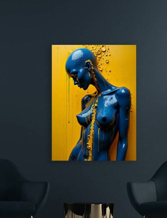 Blue Figure on Cadmium Yellow  by Majed Najjari